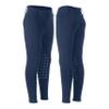 Equinavia Classic Kids Silicone Knee Patch Horse Riding Pants with Phone Pockets | Equestrian Breeches Unisex Schooling Tights for Girls and Boys - Deep Blue - S view 1