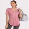 Alovien Short Sleeve Workout Shirts Women Loose Fit, V-Neck Women Exercise T-Shirt Workout Top, Dry Fit Yoga Gym Sport Tops, Pink,XXL view 2