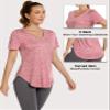 Alovien Short Sleeve Workout Shirts Women Loose Fit, V-Neck Women Exercise T-Shirt Workout Top, Dry Fit Yoga Gym Sport Tops, Pink,XXL view 3