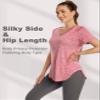 Alovien Short Sleeve Workout Shirts Women Loose Fit, V-Neck Women Exercise T-Shirt Workout Top, Dry Fit Yoga Gym Sport Tops, Pink,XXL view 4