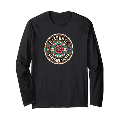 Hispanic Heritage Month Vintage Rose Design | Latin Pride Long Sleeve T-Shirt