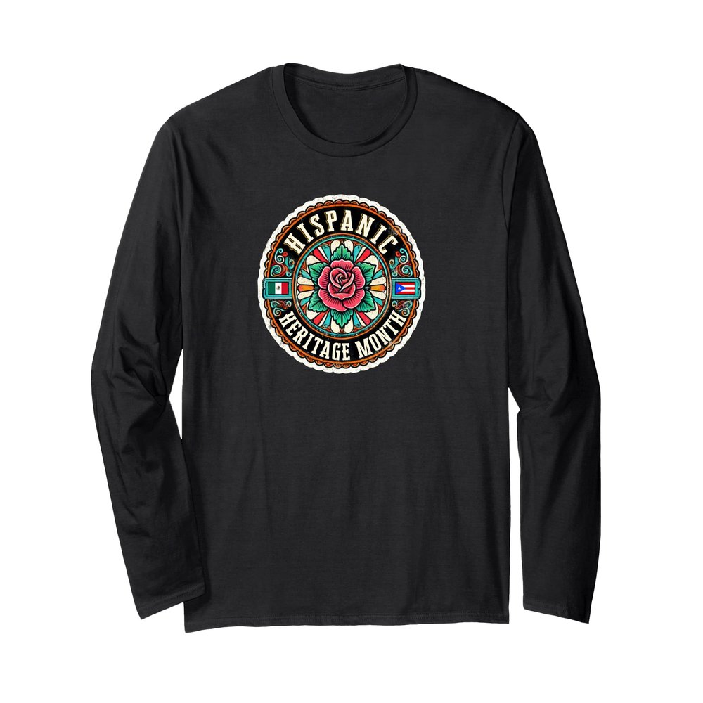 Hispanic Heritage Month Vintage Rose Design | Latin Pride Long Sleeve T-Shirt