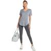 Alovien Short Sleeve Workout Shirts Women Loose Fit, V-Neck Women Exercise T-Shirt Workout Top, Dry Fit Yoga Gym Sport Tops, Light Grey,S view 2