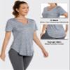 Alovien Short Sleeve Workout Shirts Women Loose Fit, V-Neck Women Exercise T-Shirt Workout Top, Dry Fit Yoga Gym Sport Tops, Light Grey,S view 3
