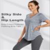 Alovien Short Sleeve Workout Shirts Women Loose Fit, V-Neck Women Exercise T-Shirt Workout Top, Dry Fit Yoga Gym Sport Tops, Light Grey,S view 4