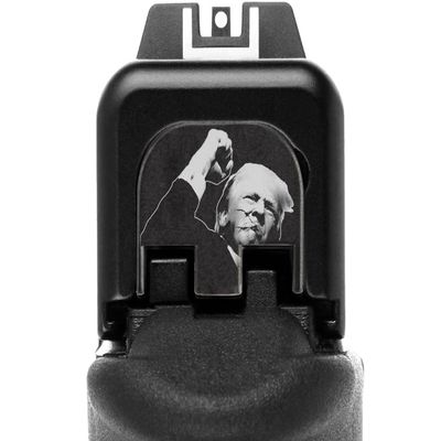 NDZ Performance Limited Edition Trump Slide Cover Back Plate for Glock Gen 5 17 19 19X 22 23 26 27 29 30 34 45 47 in 9mm 10mm .40, Black Anodized Aluminum - Trump Fight!