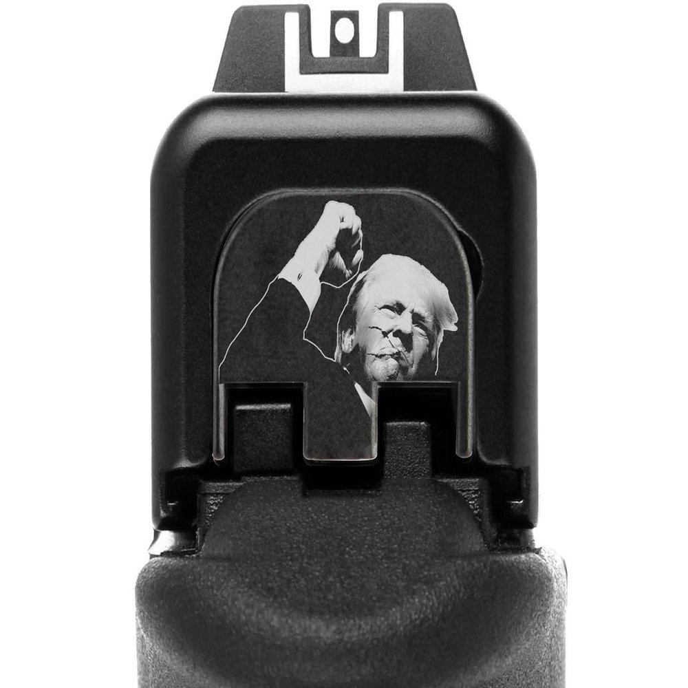 NDZ Performance Limited Edition Trump Slide Cover Back Plate for Glock Gen 5 17 19 19X 22 23 26 27 29 30 34 45 47 in 9mm 10mm .40, Black Anodized Aluminum - Trump Fight!