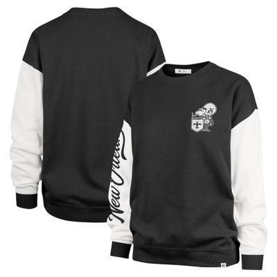 47 Women's Black New Orleans Saints Double Header Rise Andie Pullover Sweatshirt