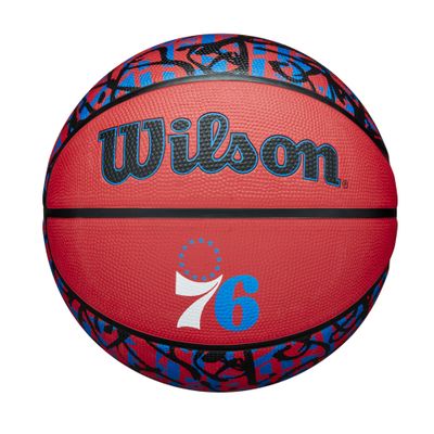 WILSON NBA Team Graffiti Basketball - Philadelphia 76ers, Size 7-29.5"