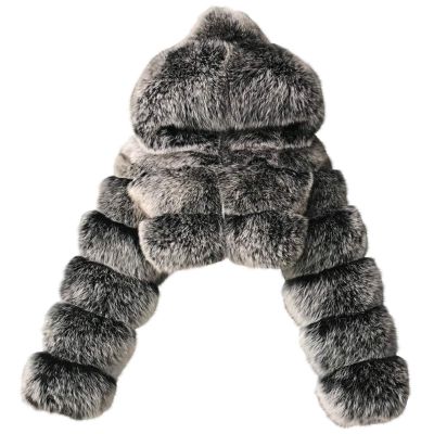KICILVS Plus Size Winter Coats for Women Cropped Faux Fur Jacket Soft Warm Outerwear Long Sleeve Sherpa Hooded Jacket