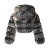 KICILVS Plus Size Winter Coats for Women Cropped Faux Fur Jacket Soft Warm Outerwear Long Sleeve Sherpa Hooded Jacket view 2