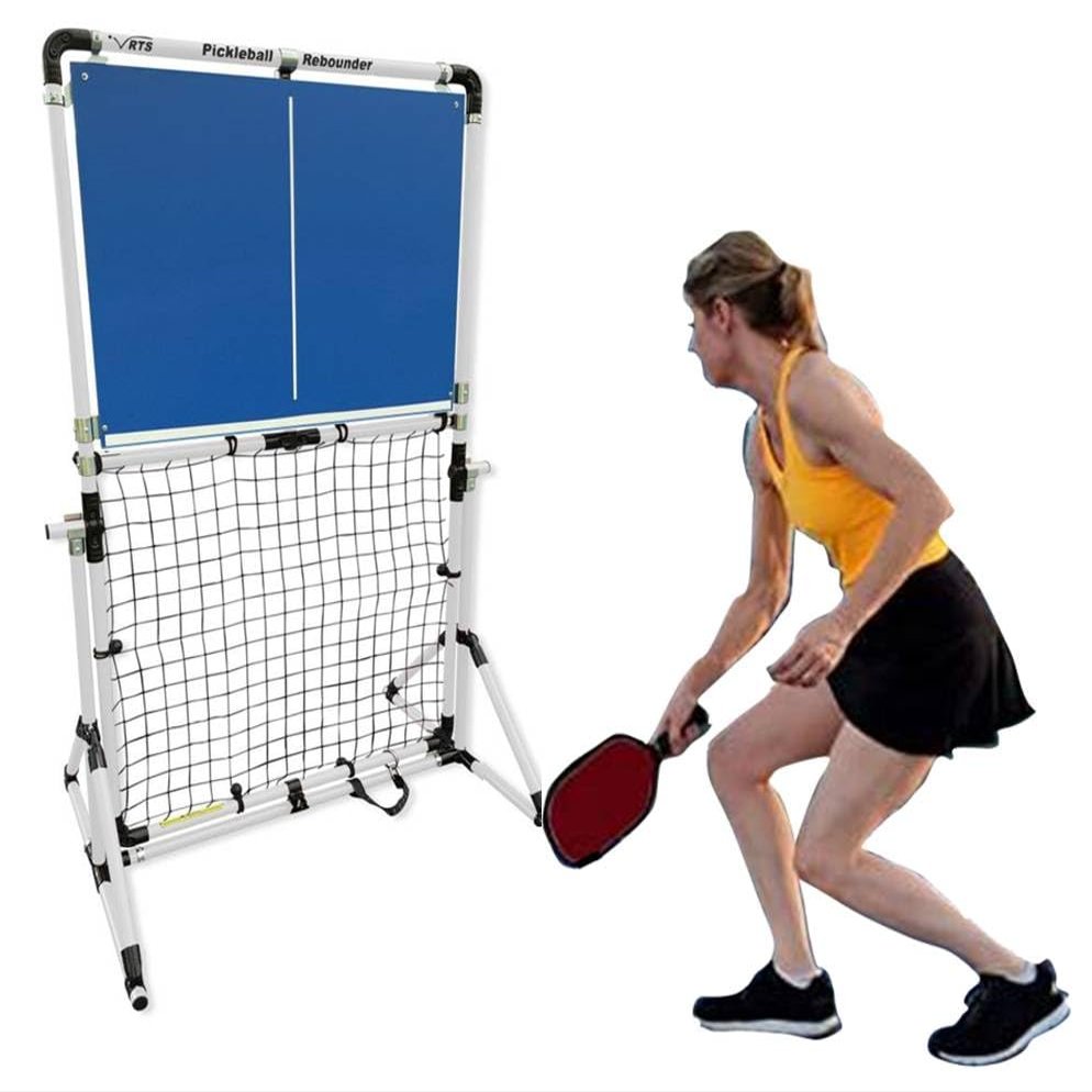 Adjustable Rebounder - Portable Pickleball Training Wall - Pickleball Trainer for Practice Drills - Adjustable Panel Angle Practice Board (White Frame/Blue Panel)