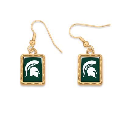 Michigan State Spartans Vivian Gold Earrings Licensed Gift MSU