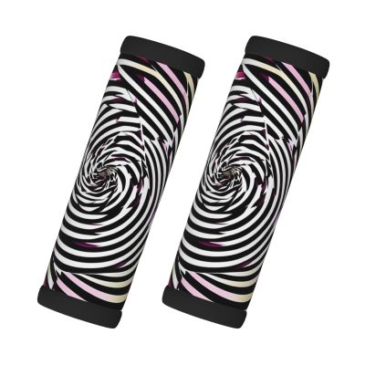 2 Pcs a Set Comfort Neoprene Spiral Optical Illusion GIF Handle Wrap Grips for Travel Bag Luggage Suitcase Door Handle