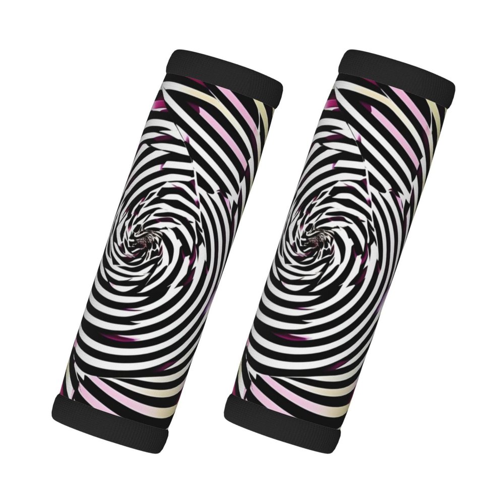2 Pcs a Set Comfort Neoprene Spiral Optical Illusion GIF Handle Wrap Grips for Travel Bag Luggage Suitcase Door Handle