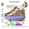 Roller Skate Shoes for Kids Boys Girls LED Roller Sneakers Light Up Fashion Flashing Wheels Shoes Rechargeable Gold view 3