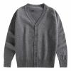 AIMAOMI Cotton Chunky Ribbed Knitted Cardigan for Boys & Girl Baby Girls' and Toddler Bow Pocket Cardigan Navy (GY2, 3-4 Years) view 1