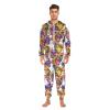 ALAZA Halloween Sugar Skull Mushroom Adult Onesie Pajamas Jumpsuit Unisex One-Piece Pajamas for Women Men S Multi view 3