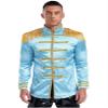 Linjinx Men's Adults Fancy Dress Hippie 1960s Satin Cardigan Coat SGT Sergeant Pepper Costume Light Blue X-Large view 1