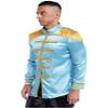 Linjinx Men's Adults Fancy Dress Hippie 1960s Satin Cardigan Coat SGT Sergeant Pepper Costume Light Blue X-Large view 3