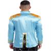 Linjinx Men's Adults Fancy Dress Hippie 1960s Satin Cardigan Coat SGT Sergeant Pepper Costume Light Blue X-Large view 4