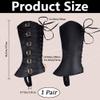 GORGECRAFT 2Pcs Knight Leg Guards Gaiters Steampunk Medieval Boot Covers Imitation Leather Pirate Boot Tops with Buckle Straps Leg Wraps Shoes Accessories for Halloween Cosplay Viking Costume Black view 2