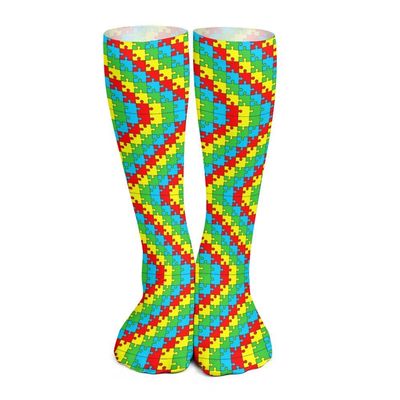 GoasNei Autism Awareness Socks Sport Socks for Women Men Breathable Long Socks for Running Athletic Travel