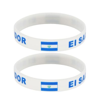 2 Packs El Salvador Flag Silicone Bracelets for Men Women,El Salvador Rubber Wristband Water-proof Outdoor Sports Stretch Bracelet National Flag El Salvador Love Jewelry