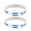 2 Packs El Salvador Flag Silicone Bracelets for Men Women,El Salvador Rubber Wristband Water-proof Outdoor Sports Stretch Bracelet National Flag El Salvador Love Jewelry view 1