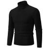 Mens Turtleneck Sweater Slim Fit Cable Knitted Casual Pullover Lightweight Ribbed Long Sleeve Sweaters Black view 1