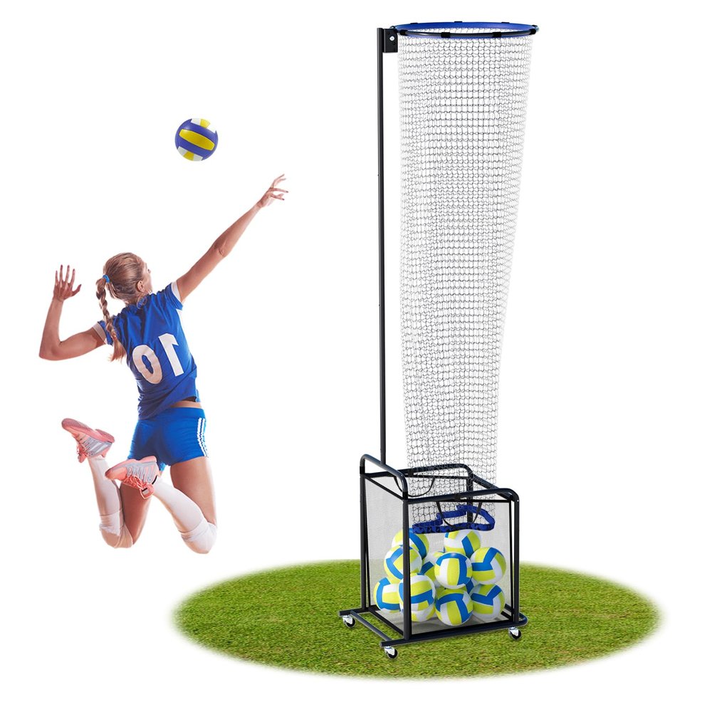 Creproly Volleyball Setter Trainer Net Adjustable Height and Angle Home Volleyball Trainer Net with Wheels and Collection Bag Volleyball Training Equipment for Both Indoor and Outdoor Training
