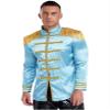 Linjinx Men's Adults Fancy Dress Hippie 1960s Satin Cardigan Coat SGT Sergeant Pepper Costume Light Blue Small view 2