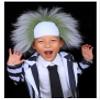 FantaLook Short Green and Grey White Cosplay Wig for Adult Halloween Party Costume view 3
