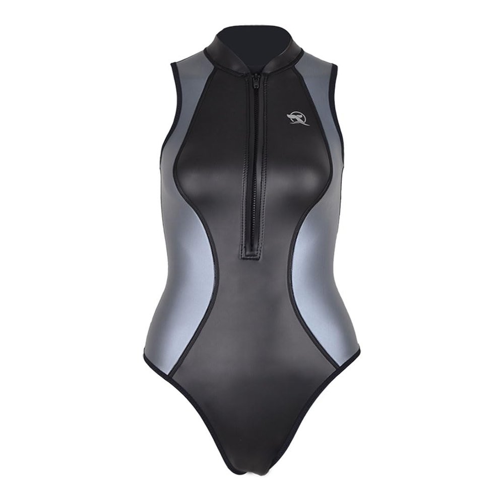 Women's Wetsuit 2mm Smoothskin Neoprene One-Piece Sleeveless Front-Zipper Springs Bottom Wetsuit High-Hip Bottom Swimsuit for Women Scuba Diving Surfing Snorkeling Open-Water Swimming (SG-XL)