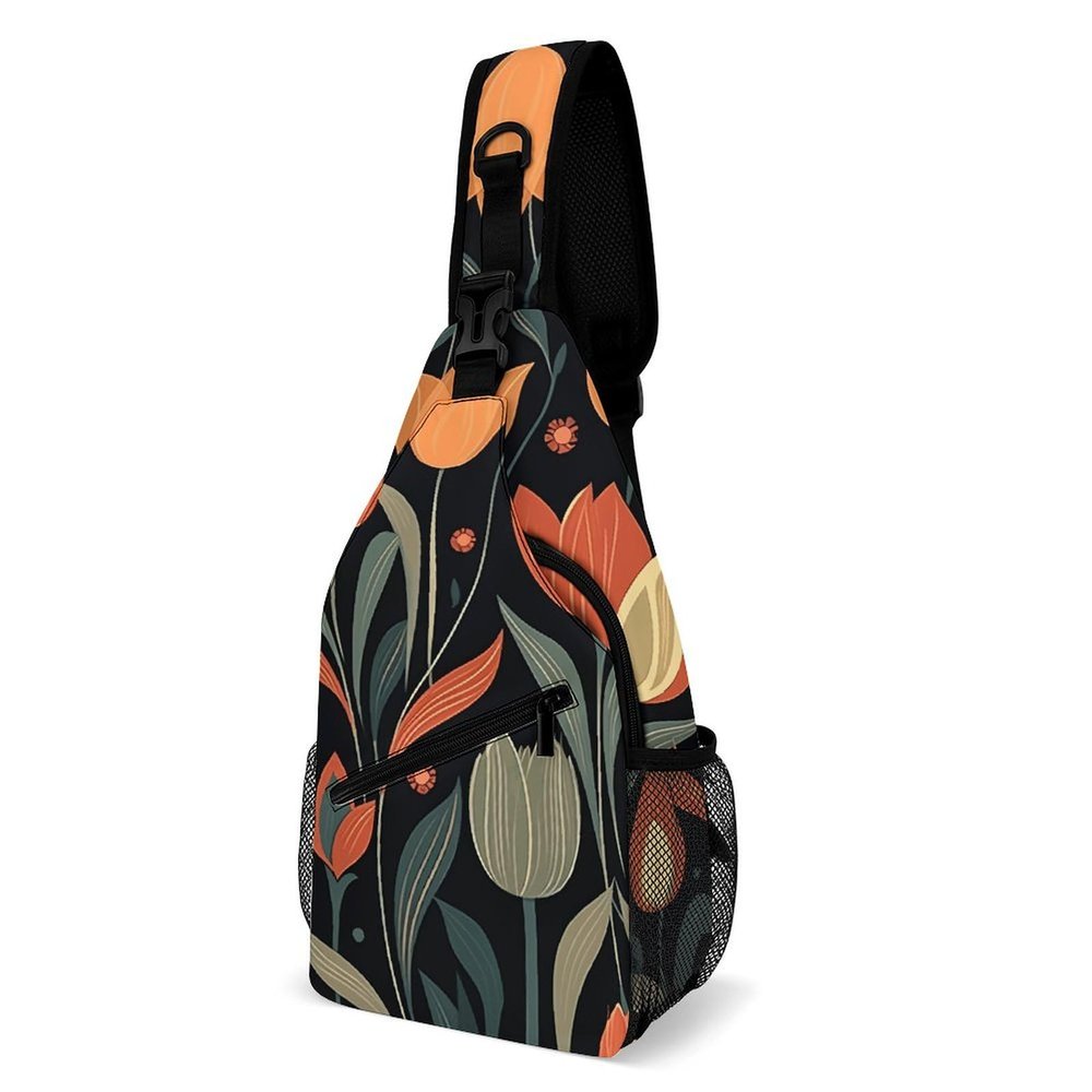 Chest Bag FlowerPattern Sling Bag for Men Crossbody Bag Fanny Packs for Women Sling Backpack for Travel