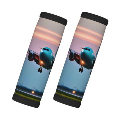 2 Pcs a Set Comfort Neoprene Airplane in The Evening Lights Handle Wrap Grips for Travel Bag Luggage Suitcase Door Handle