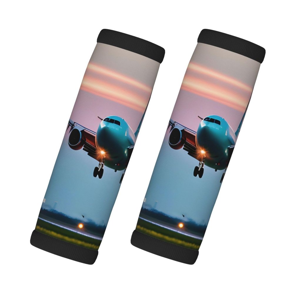 2 Pcs a Set Comfort Neoprene Airplane in The Evening Lights Handle Wrap Grips for Travel Bag Luggage Suitcase Door Handle