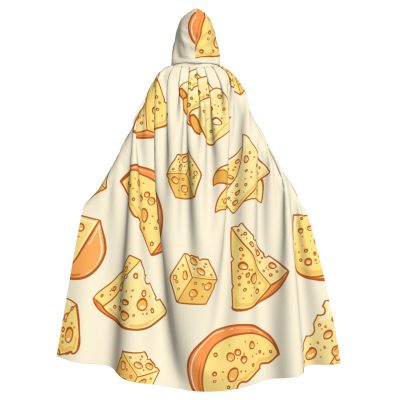 Juiimr Yellow Cheese Pattern Long Hooded Cape Cloak For Halloween Carnival Theme Party Cosplay Costume Decor