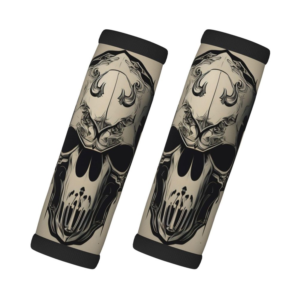 2 Pcs a Set Comfort Neoprene Runner Bull Skull Handle Wrap Grips for Travel Bag Luggage Suitcase Door Handle