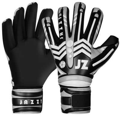 Jazzy Sports Professional Soccer Goalie Gloves for Youth Adult,Goalkeeper Gloves with Removable Finger Protect,Breathable,Strong Grip,6MM Latex Palm,Double Wrist Support (Gray, 5)