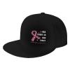 Joisbs Her Fight is Our Fight Breast Cancer Awareness Classic Unisex Sun Hat with Flat Brim - Adjustable and Stylish for Outdoor Adventures! Black view 1