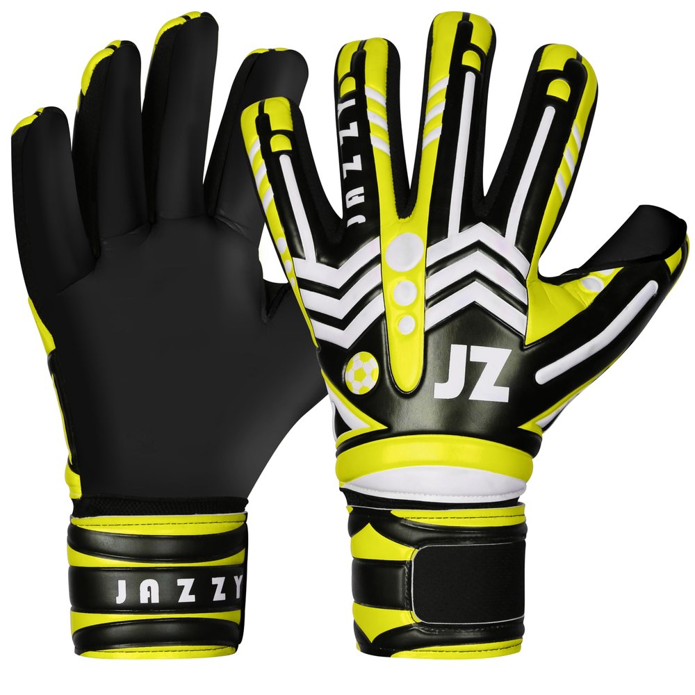 Jazzy Sports Professional Soccer Goalie Gloves for Youth Adult,Goalkeeper Gloves with Removable Finger Protect,Breathable,Strong Grip,6MM Latex Palm,Double Wrist Support (Yellow Fluorescent, 6)