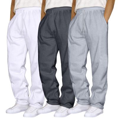 Mens 3 Pack Sweatpants Loose Fleece Casual Trousers Elastic Waist Drawstring Jogger Pants Baggy Running Sports Pants