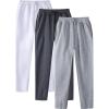Mens 3 Pack Sweatpants Loose Fleece Casual Trousers Elastic Waist Drawstring Jogger Pants Baggy Running Sports Pants view 2