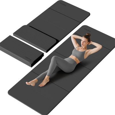 PAIDU Foldable Yoga Mat - 10mm Extra Thick, 75"26" Non-Slip Exercise Fitness Mat | SGS Eco-Certified, Portable for Yoga/Pilates/Studio/Home Workout (Black)