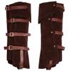 GORGECRAFT 2Pcs Pirate Leg Guards Gaiters Steampunk Medieval Boot Covers Renaissance Cosplay Imitation Leather Leg Warmer Wraps Footwear Cover for Boots Halloween Costume Viking Knight Coconut Brown view 1