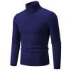 Mens Turtleneck Sweater Slim Fit Cable Knitted Casual Pullover Lightweight Ribbed Long Sleeve Sweaters Navy view 1
