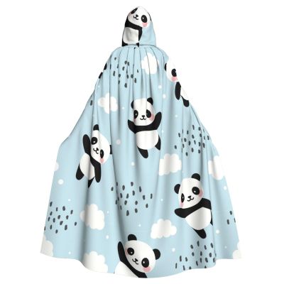 Juiimr Cute Animal Panda Pattern Long Hooded Cape Cloak For Halloween Carnival Theme Party Cosplay Costume Decor