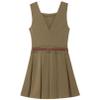 FEESHOW Kids Girls School Uniform Dress Square Neck V-Back Sleeveless Pleated Dress with Belt Daily Wear Khaki 12 Years view 3
