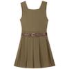 FEESHOW Kids Girls School Uniform Dress Square Neck V-Back Sleeveless Pleated Dress with Belt Daily Wear Khaki 12 Years view 4